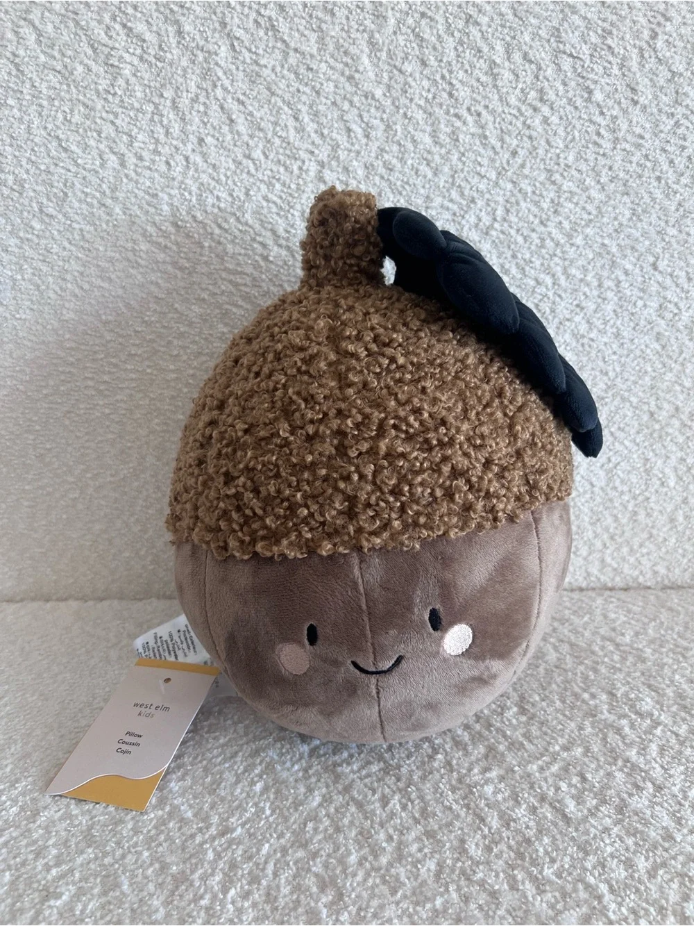 West Elm Kids NWT Acorn Pillow Plush Brown Toy